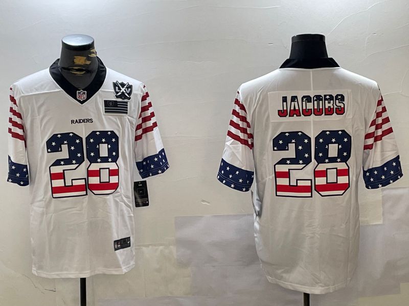 Men Oakland Raiders #28 Jacobs White National Flag 2024 Nike Limited NFL Jersey style 3